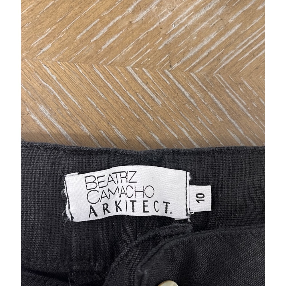 Beatriz Camacho Black Linen Pants US size 8 Straight Leg 29" Inseam Luxury Beach - Picture 7 of 13